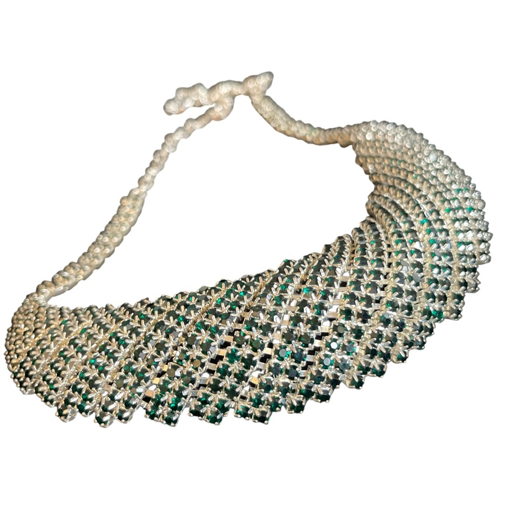 Vintage Crystal Necklace Green